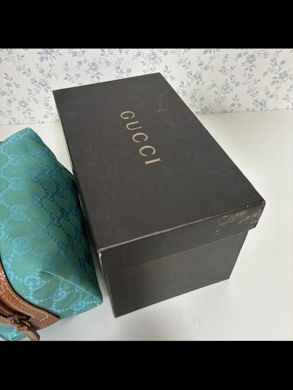Gucci Small Turquoise GG Canvas Cosmetic Pouch